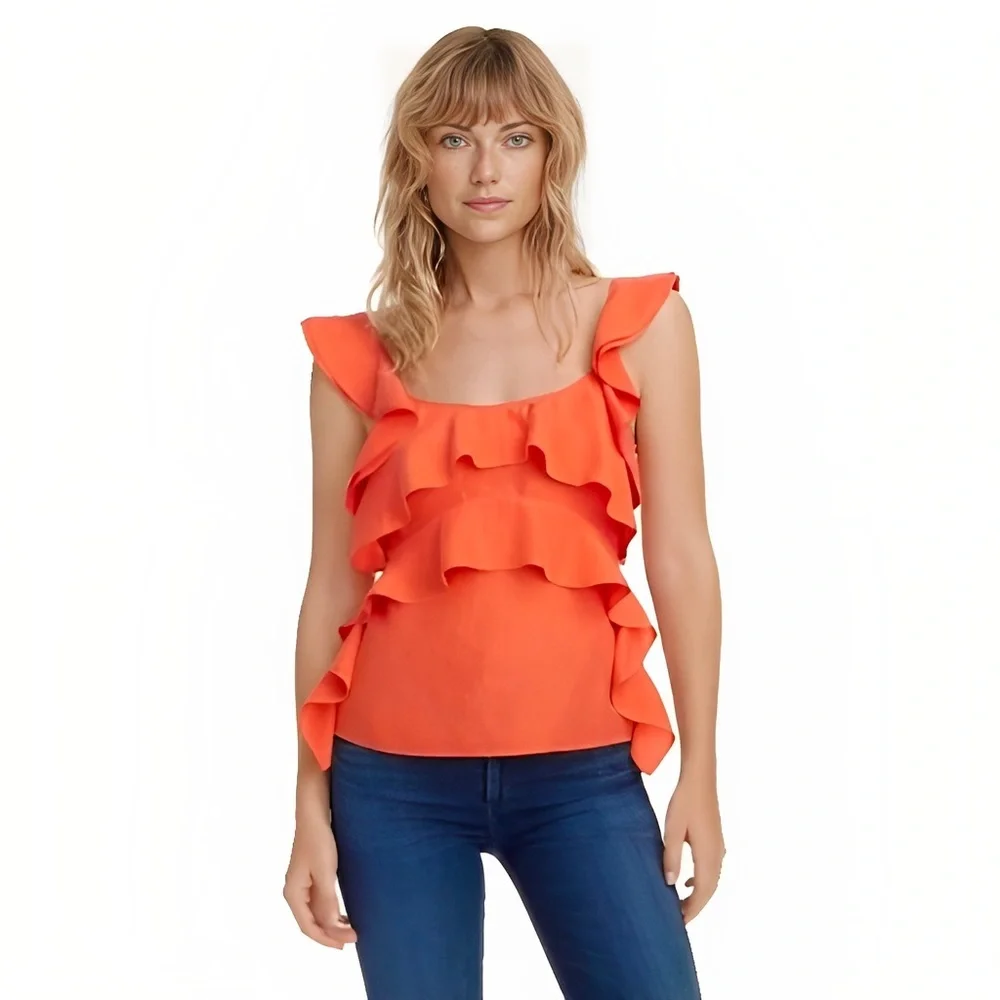 Club Monaco Silk Rowlen Cropped Tie Top Size Medium - Picture 8 of 9